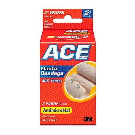 3M ACE 207314 Elastic Bandage with E-Z Clips, 3" 207314
